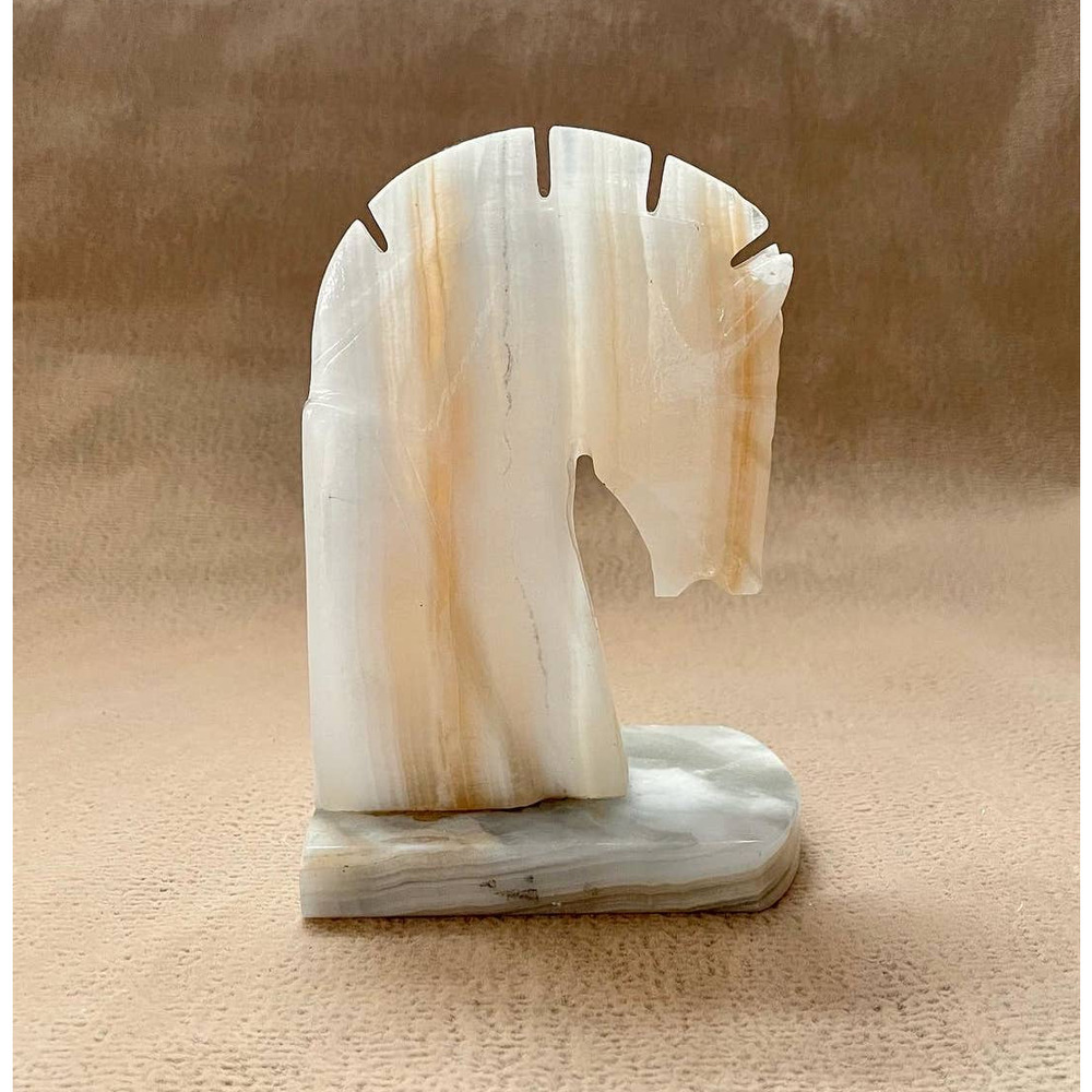 Vintage Onyx Stone Horse Bookend